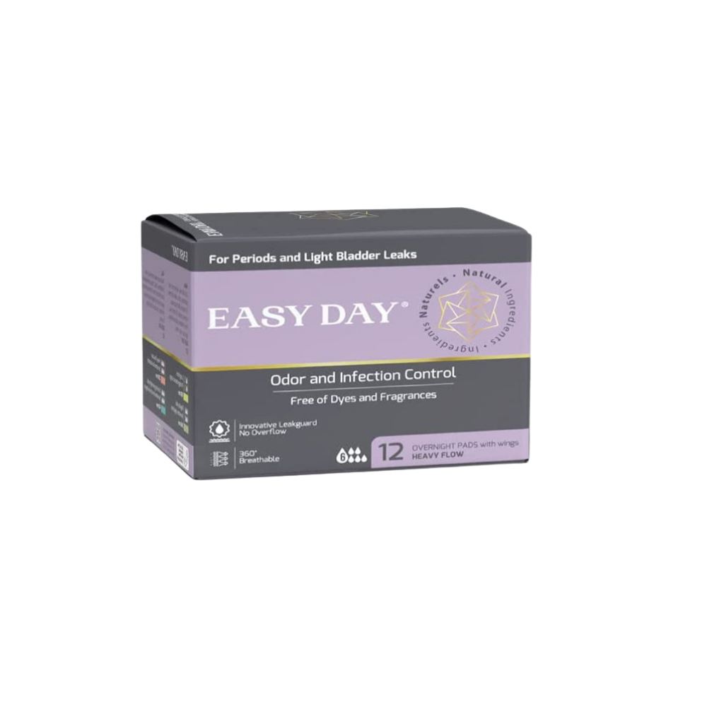EASYDAY Overnight Heavy Flow(2-in-1 Period & Light Bladder Leakage Feminine Pads) Wings,[PATENTED]
