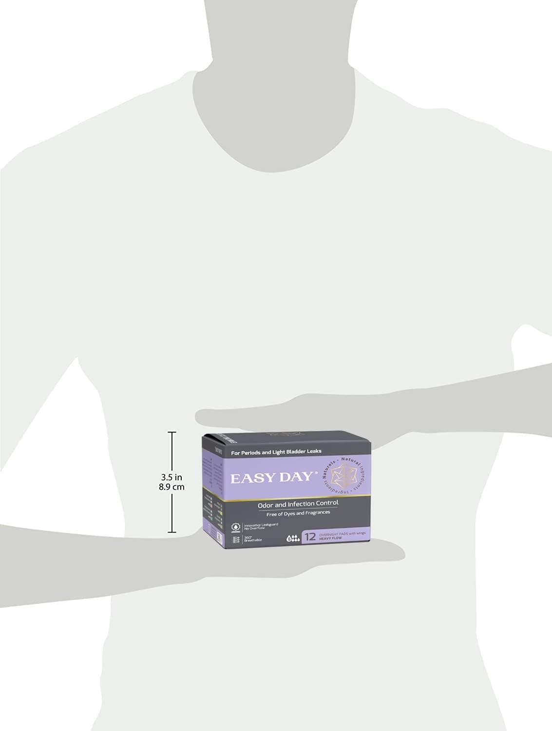 EASYDAY Overnight Heavy Flow(2-in-1 Period & Light Bladder Leakage Feminine Pads) Wings,[PATENTED]