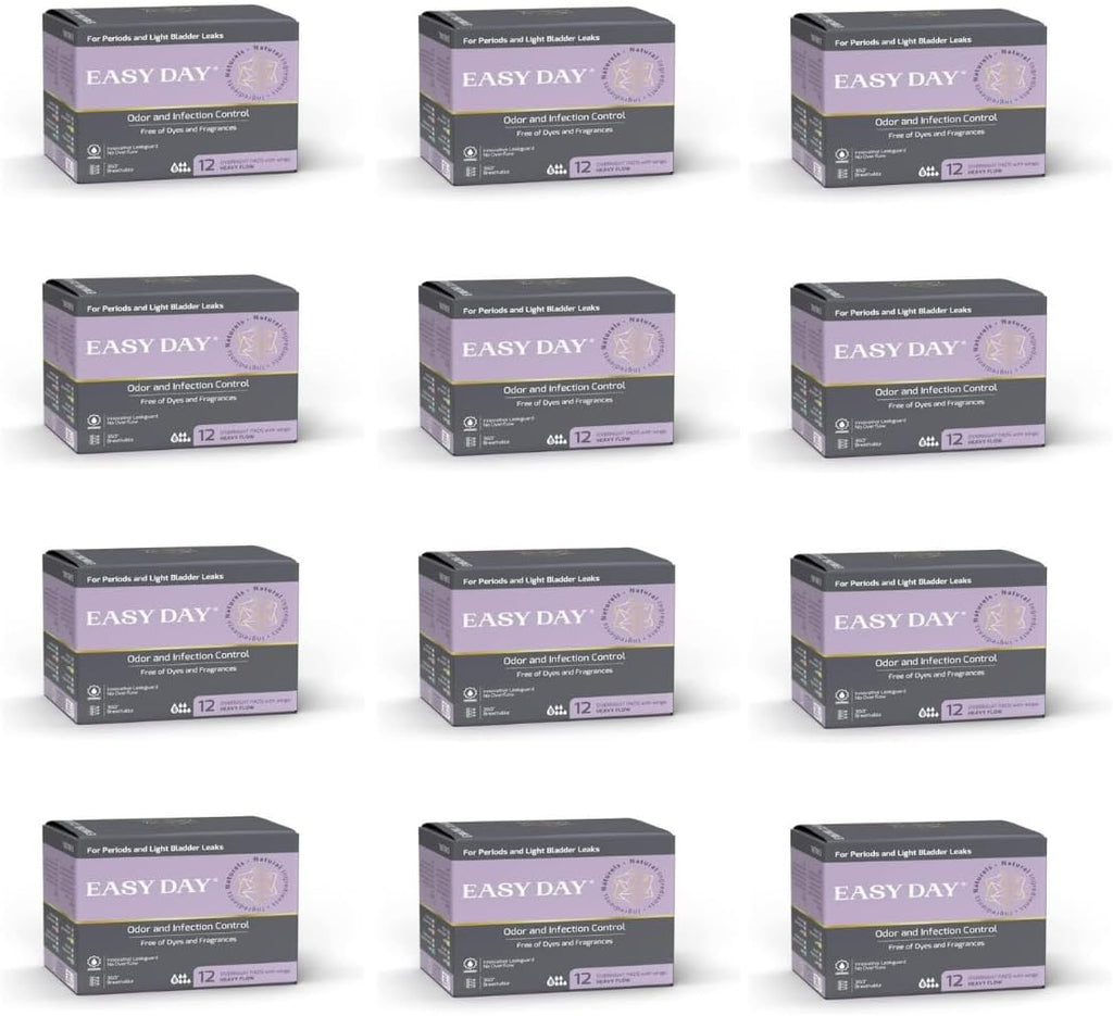 EASYDAY Overnight Heavy Flow(2-in-1 Period & Light Bladder Leakage Feminine Pads) Wings,[PATENTED]